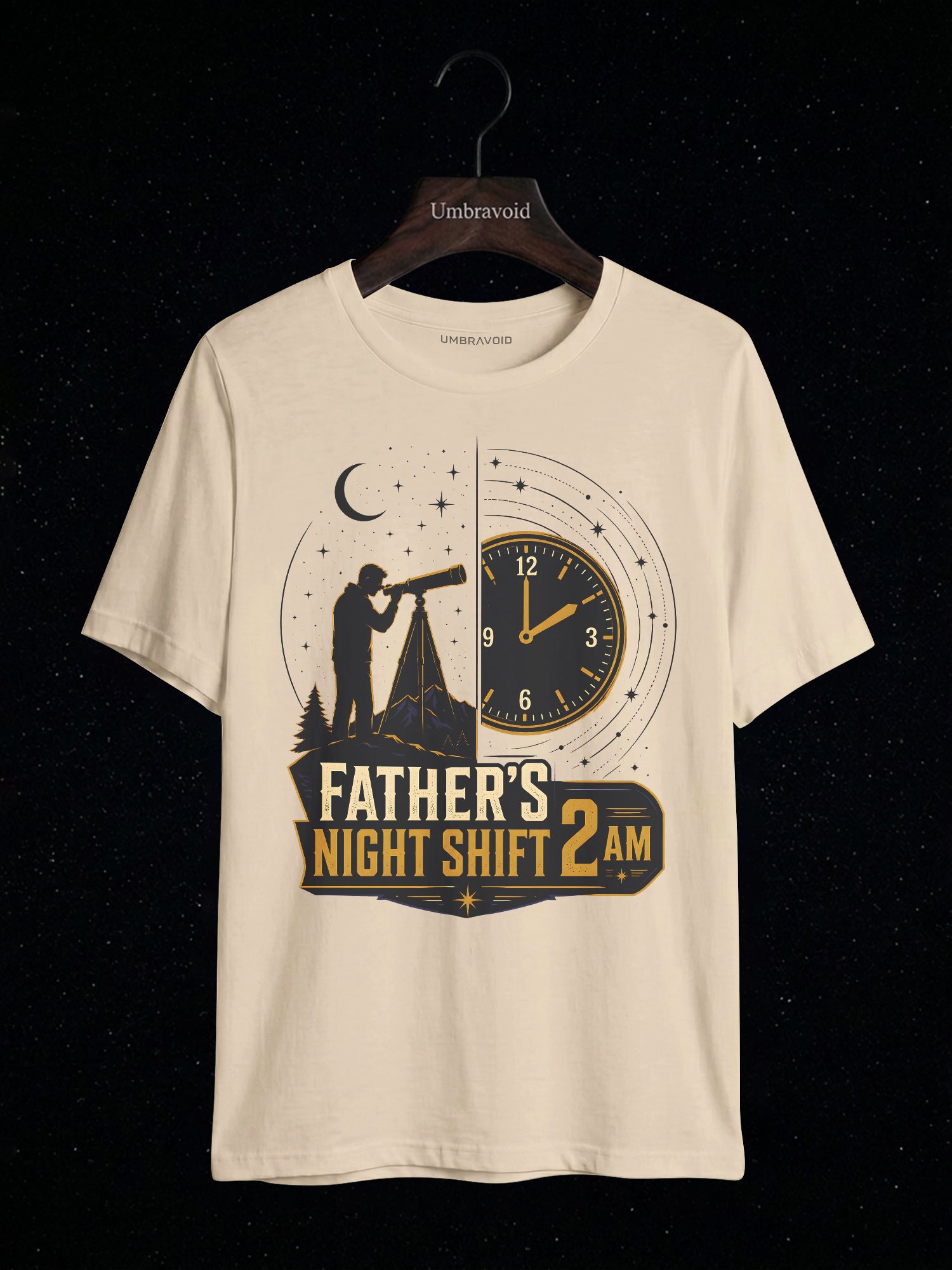 Father's Night Shift 2AM astronomy t-shirt | Umbra Void