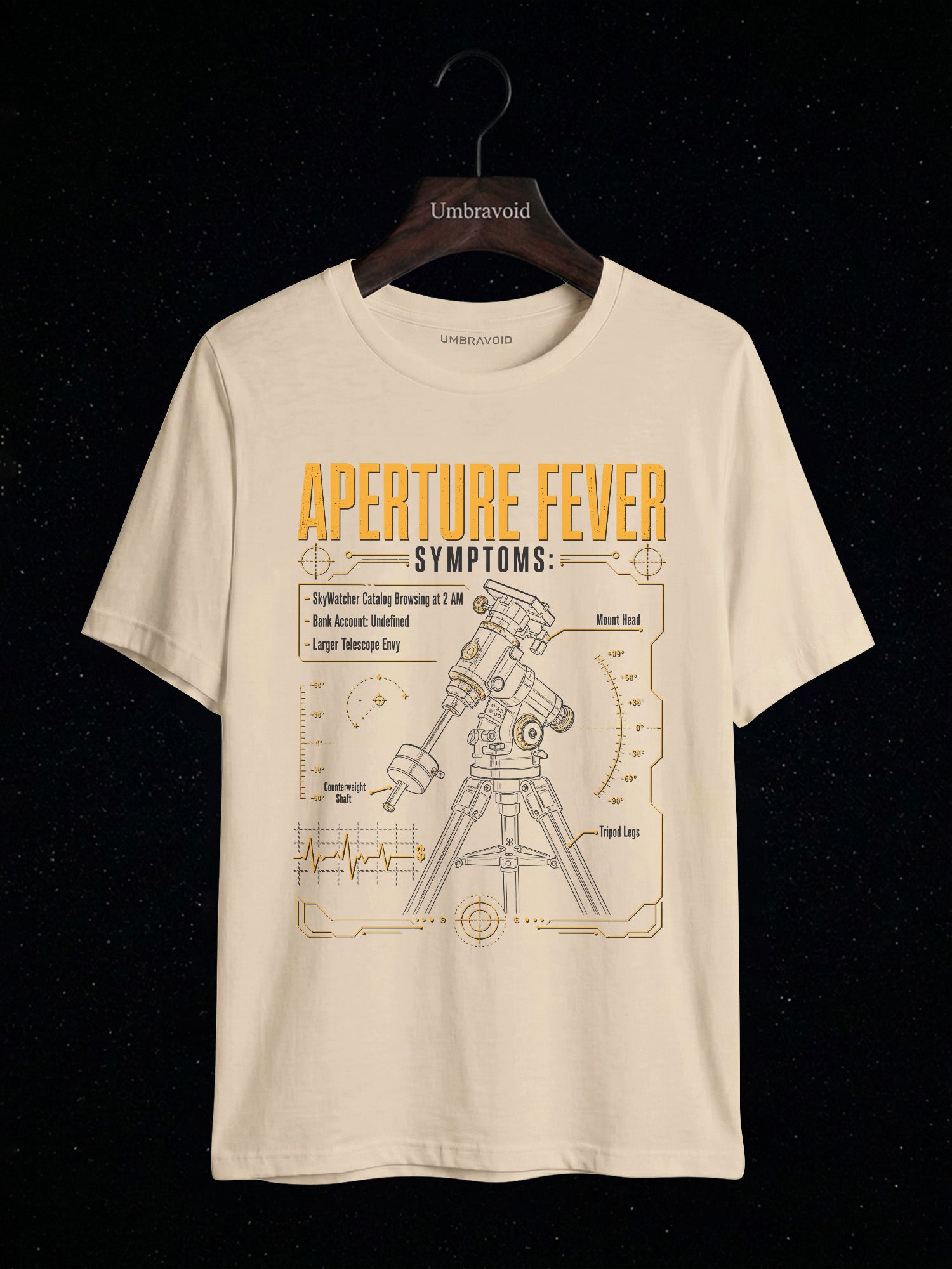 Aperture Fever Symptoms astronomy t-shirt | Umbra Void