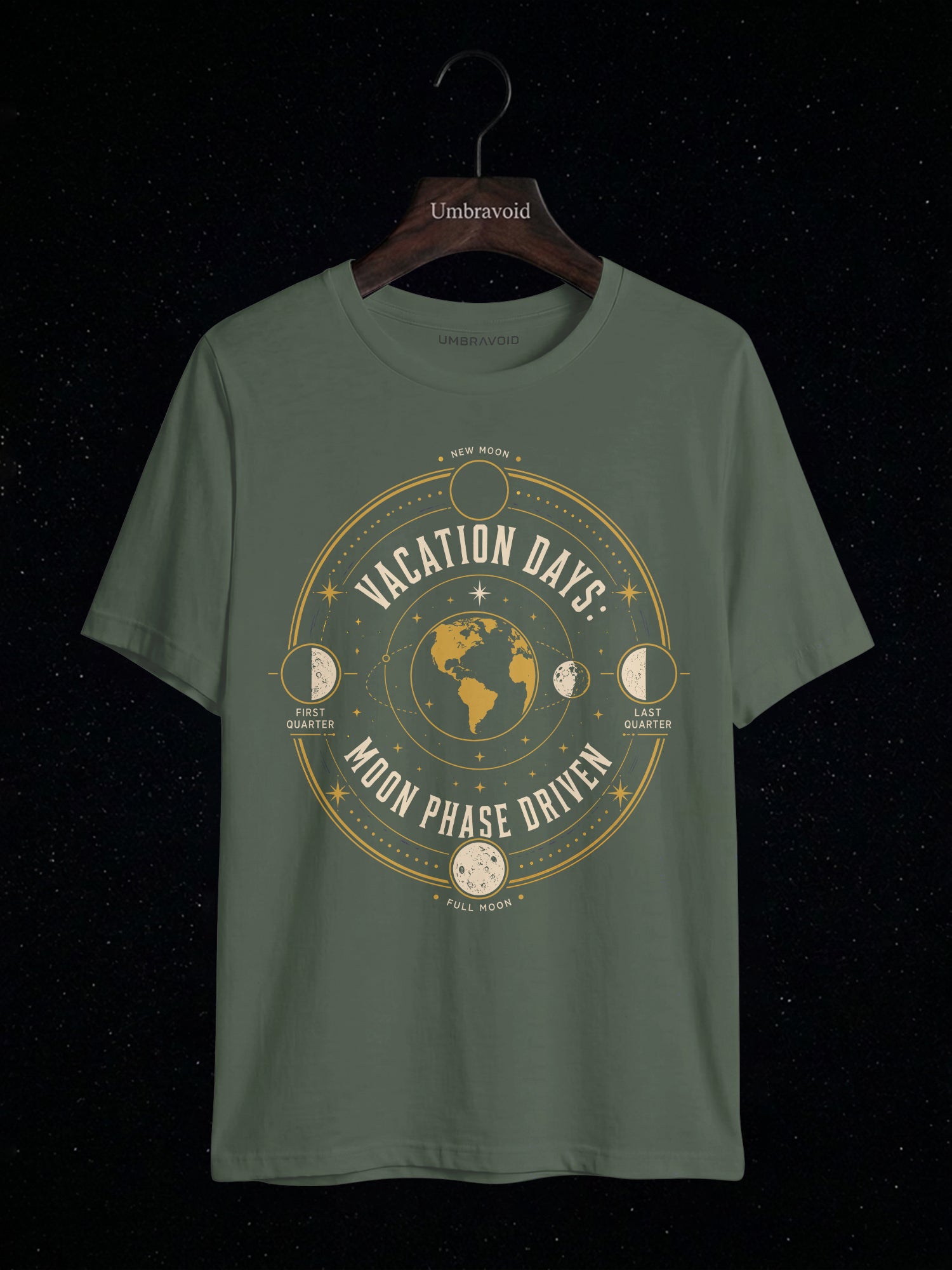 Vacation Days: Moon Phase Driven astronomy t-shirt | Umbra Void