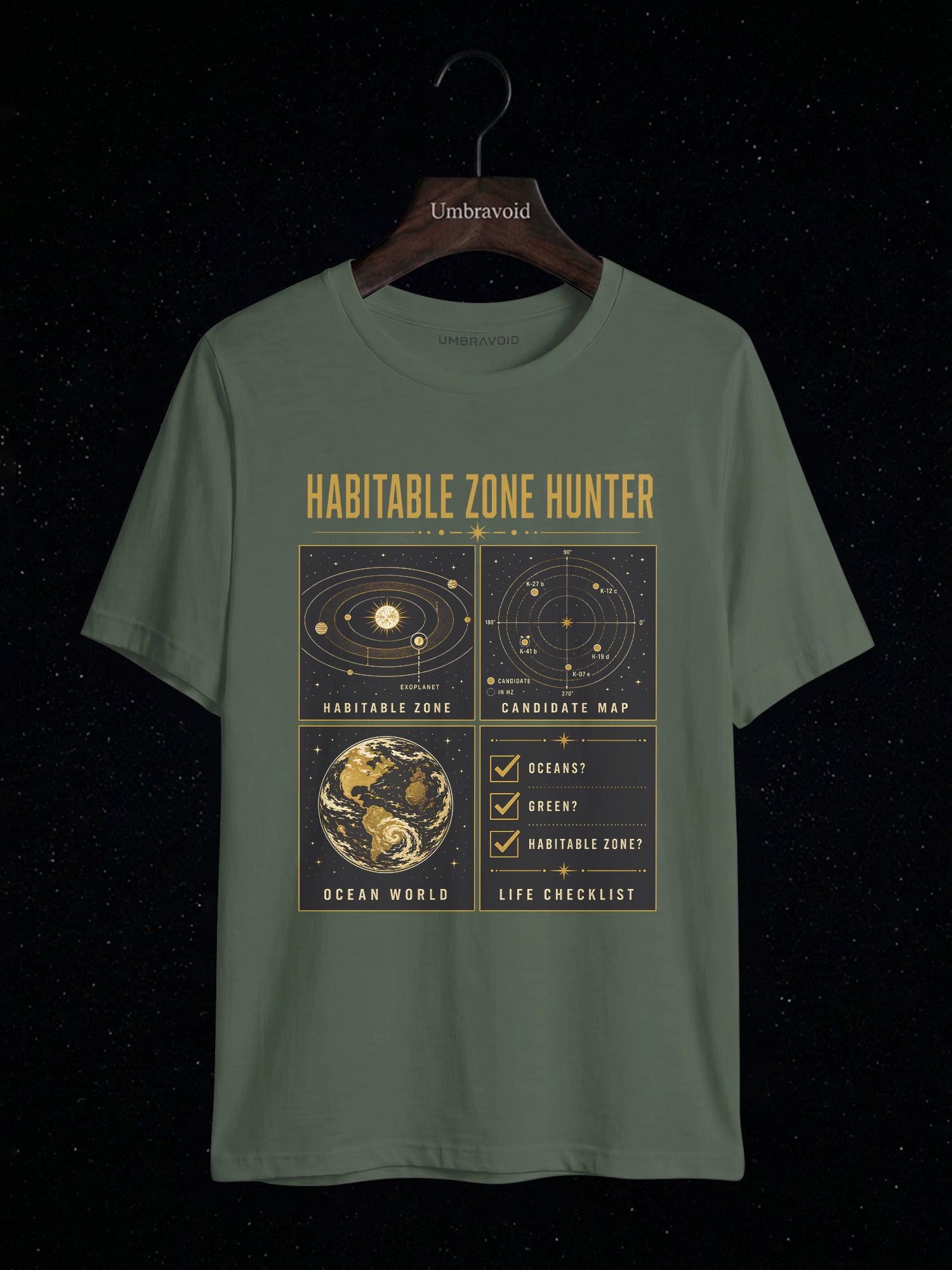 Habitable Zone Hunter astronomy t-shirt | Umbra Void