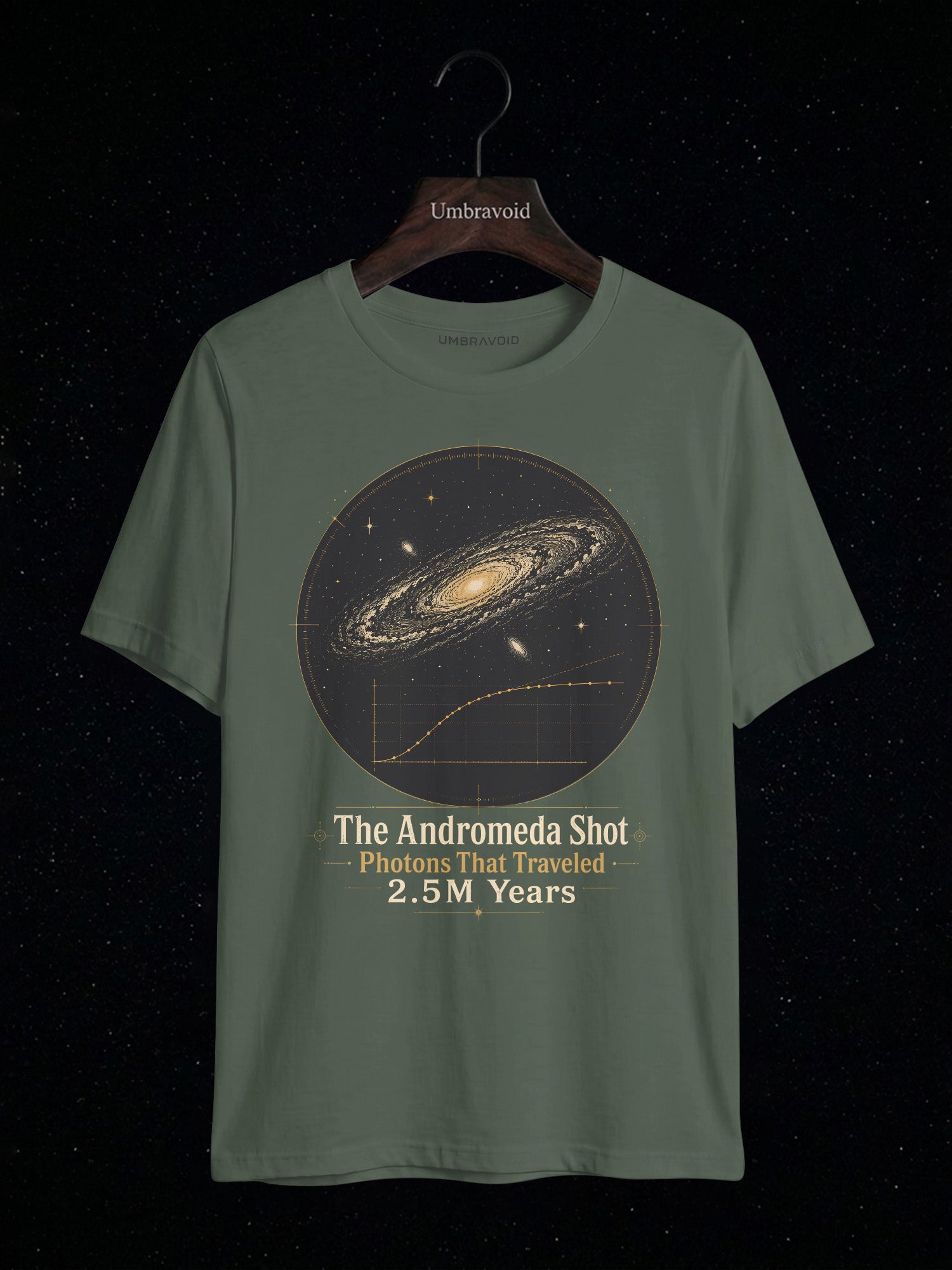 The Andromeda Shot astronomy t-shirt | Umbra Void