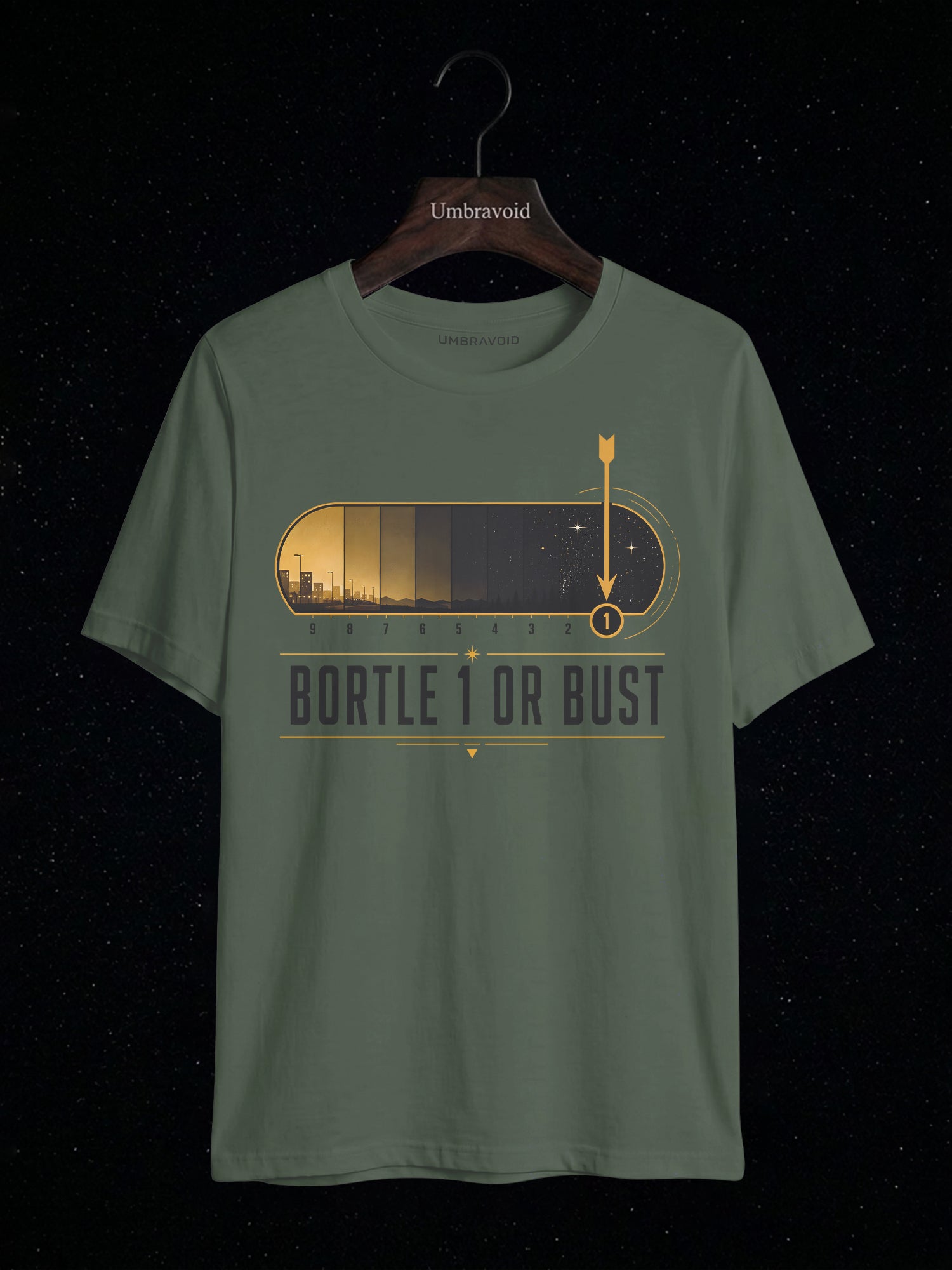 Bortle 1 Or Bust Scale astronomy t-shirt | Umbra Void