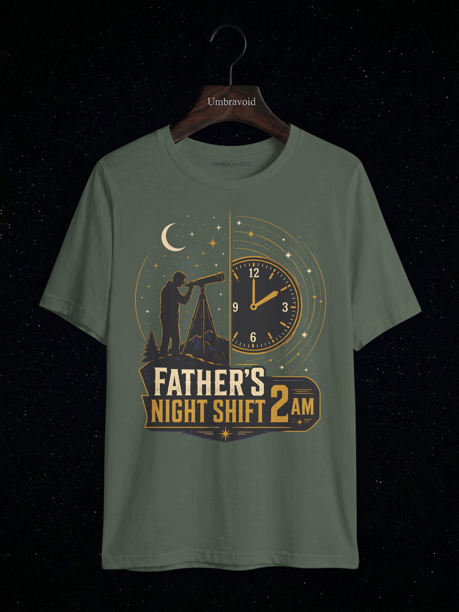 Father's Night Shift 2AM astronomy t-shirt | Umbra Void