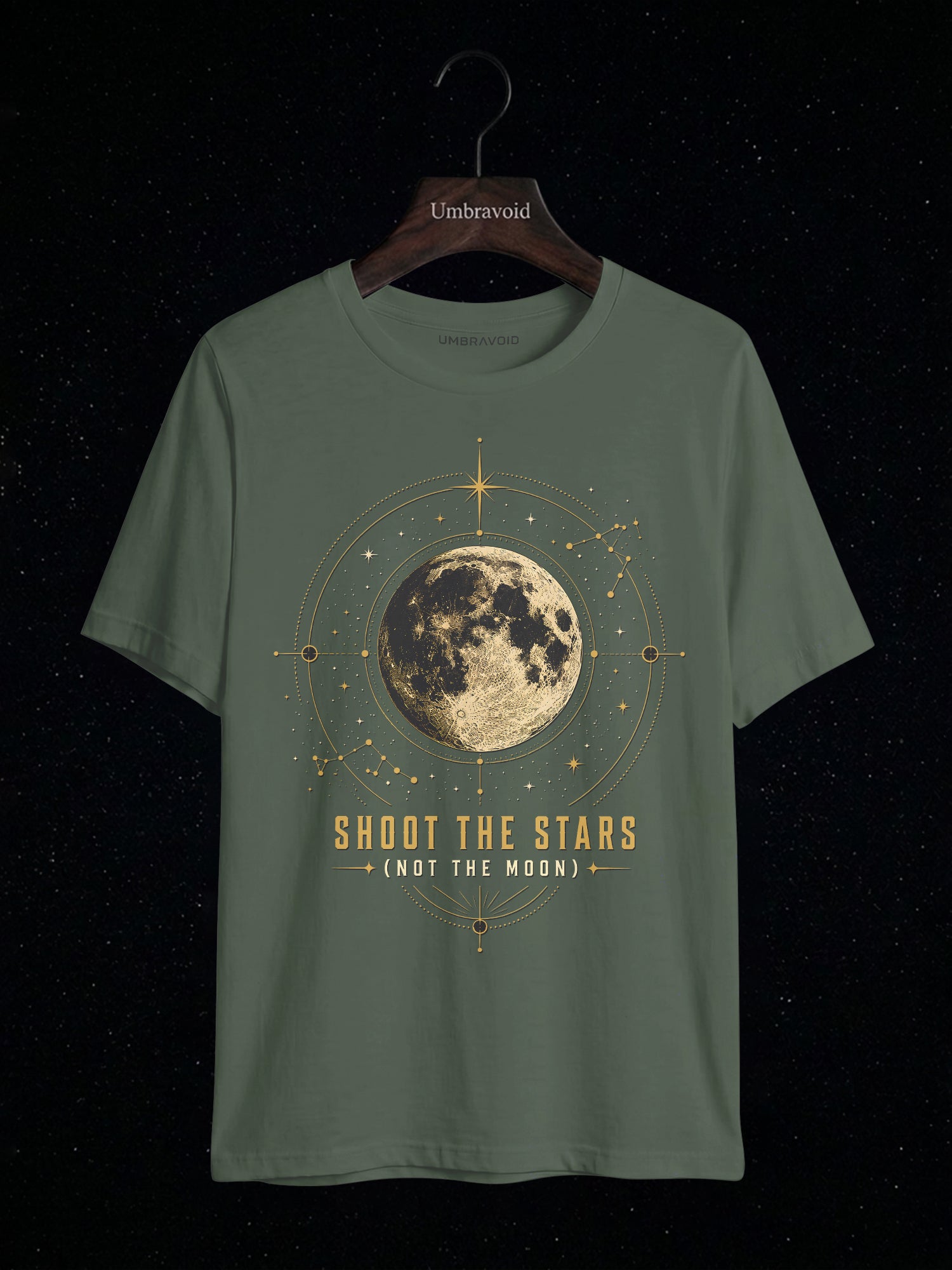 Shoot The Stars (Not The Moon) Lunar Edition astronomy t-shirt | Umbra Void