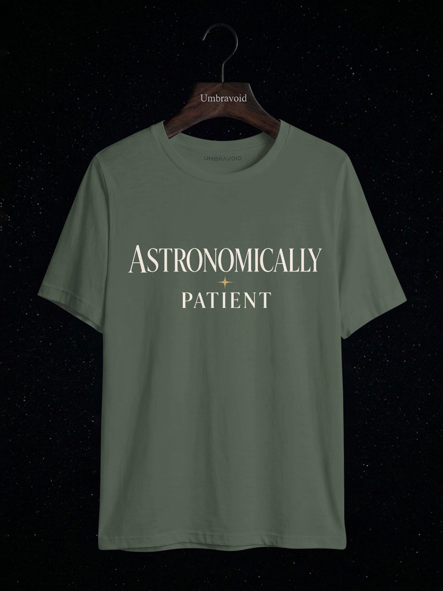 Astronomically Patient astronomy t-shirt | Umbra Void