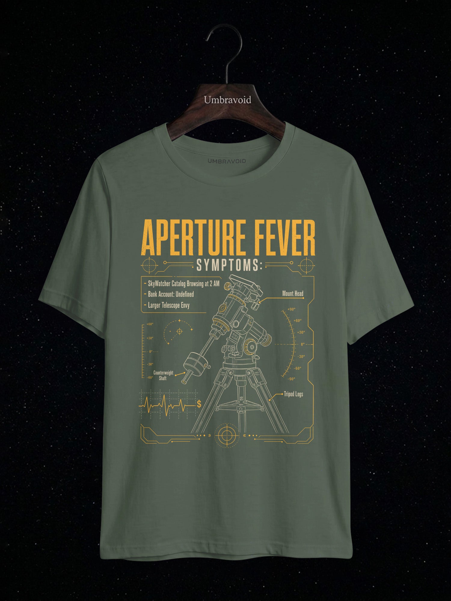 Aperture Fever Symptoms astronomy t-shirt | Umbra Void