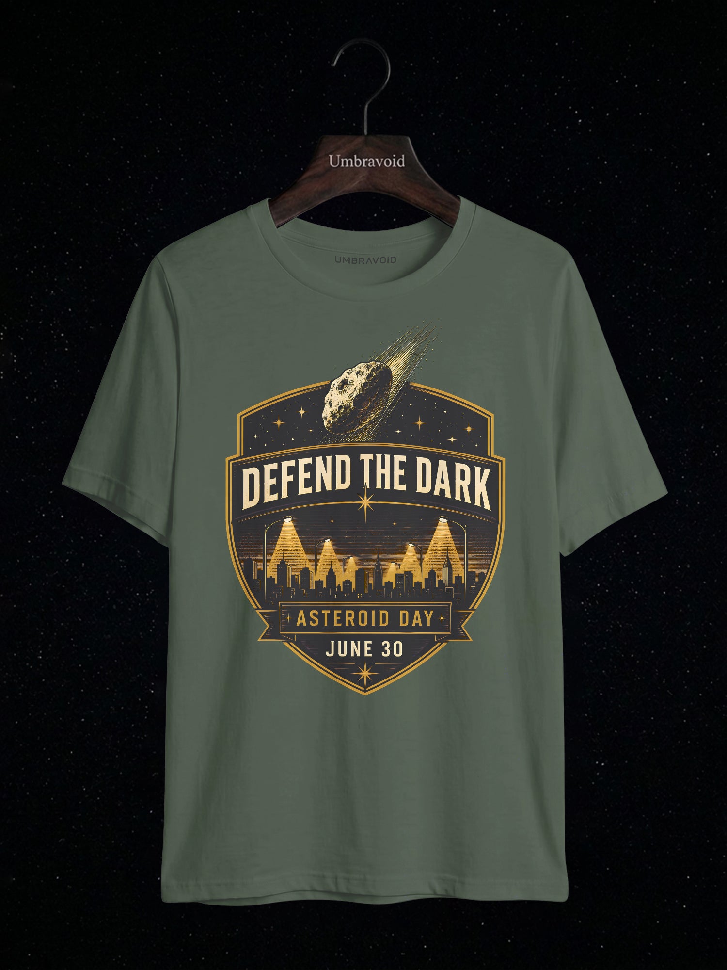 Defend The Dark Asteroid Day astronomy t-shirt | Umbra Void
