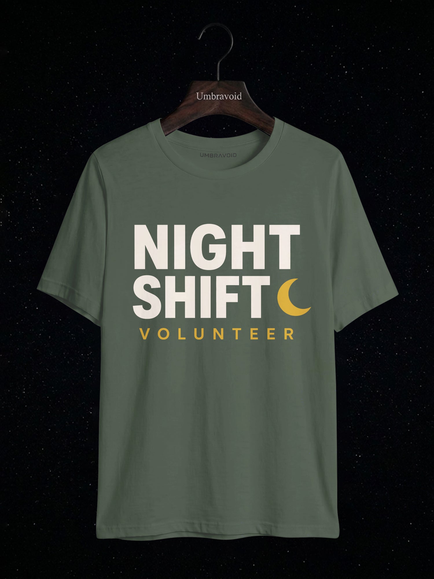 Night Shift Volunteer astronomy t-shirt | Umbra Void