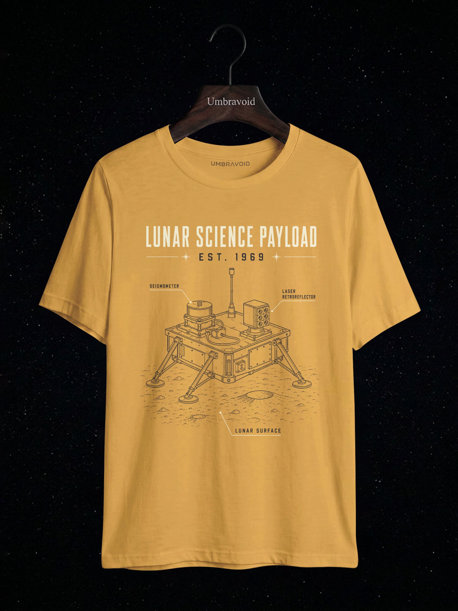 Lunar Science Payload Est. 1969 astronomy t-shirt | Umbra Void