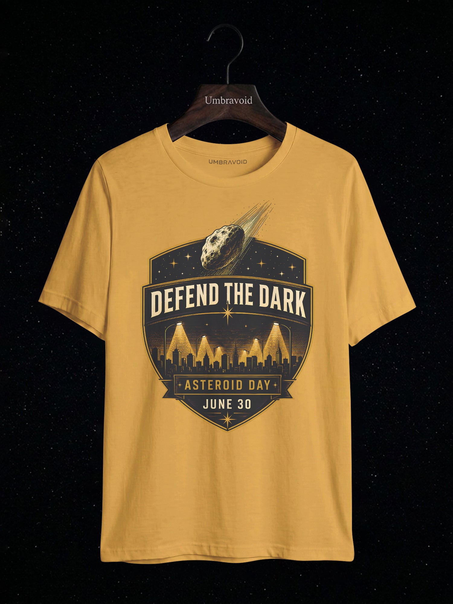 Defend The Dark Asteroid Day astronomy t-shirt | Umbra Void