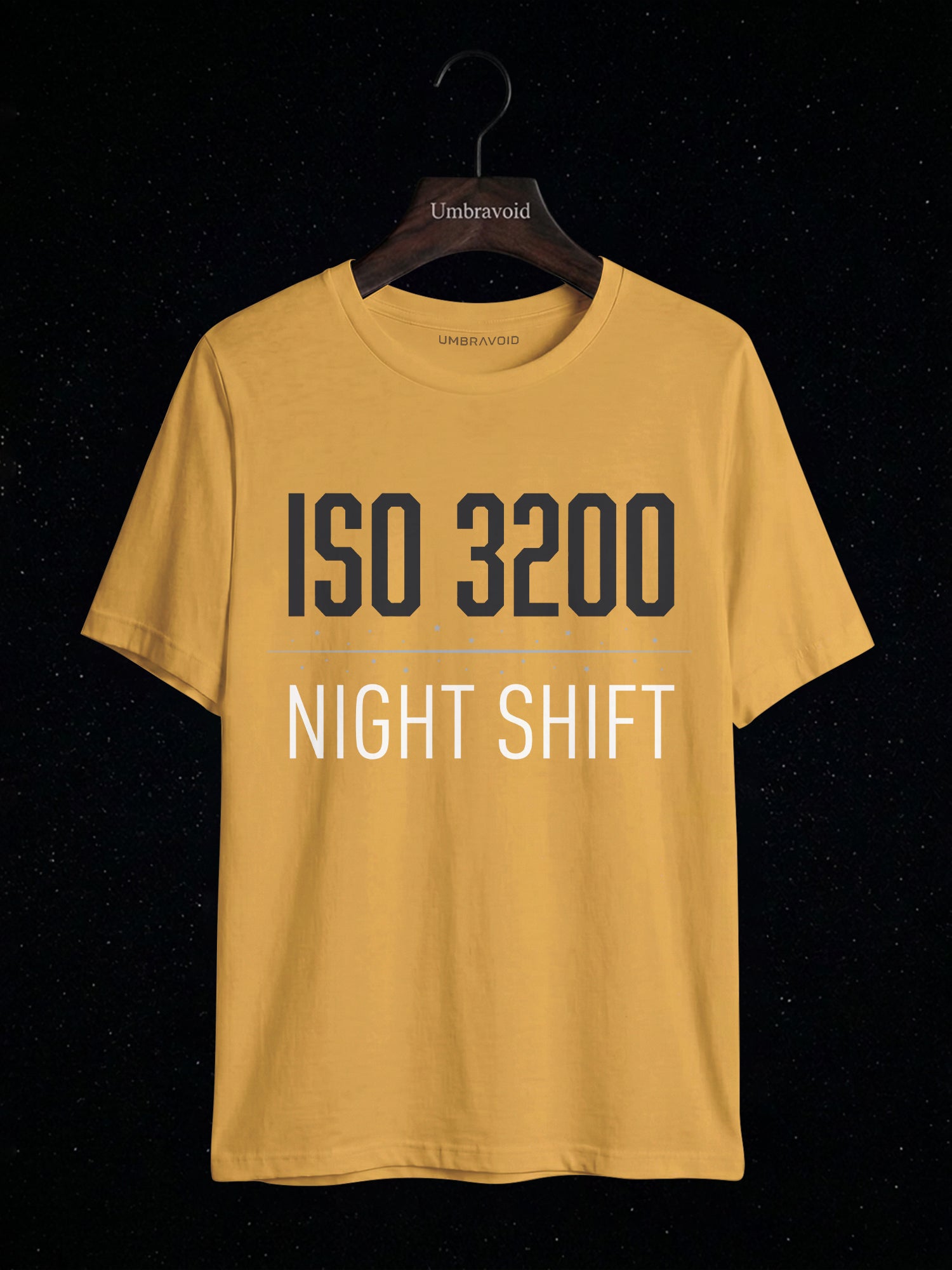 ISO 3200 Night Shift astronomy t-shirt | Umbra Void