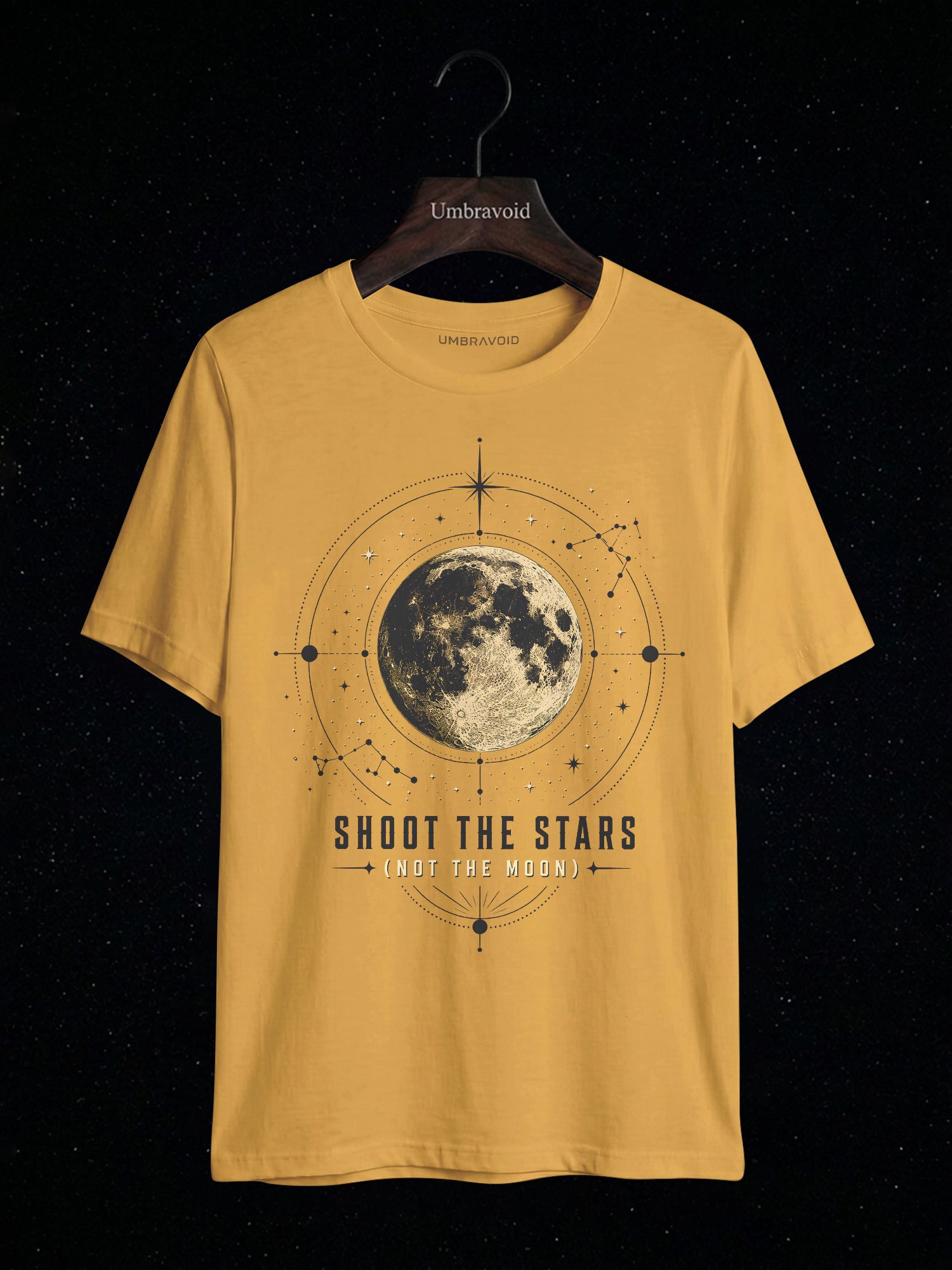 Shoot The Stars (Not The Moon) Lunar Edition astronomy t-shirt | Umbra Void