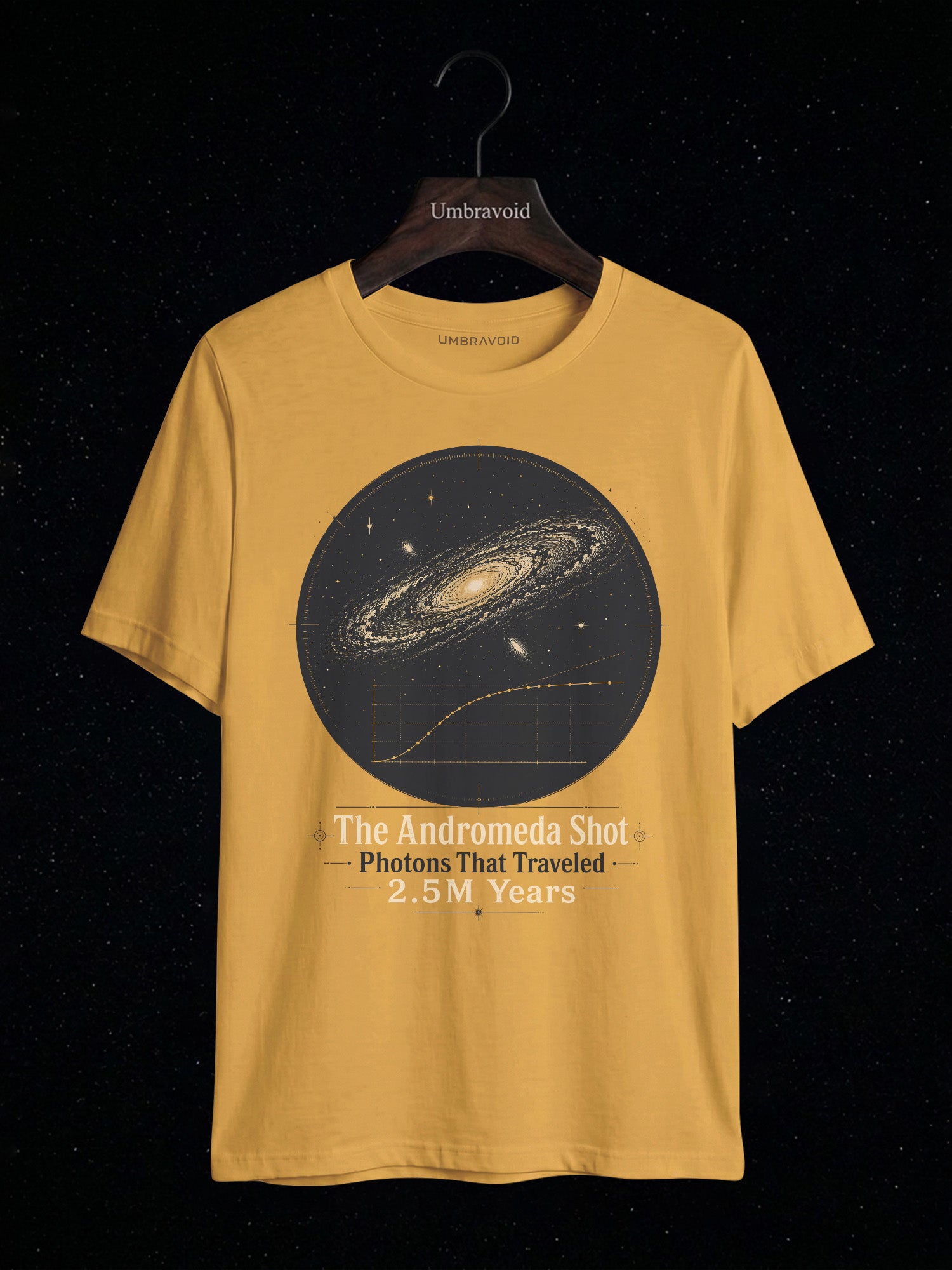 The Andromeda Shot astronomy t-shirt | Umbra Void