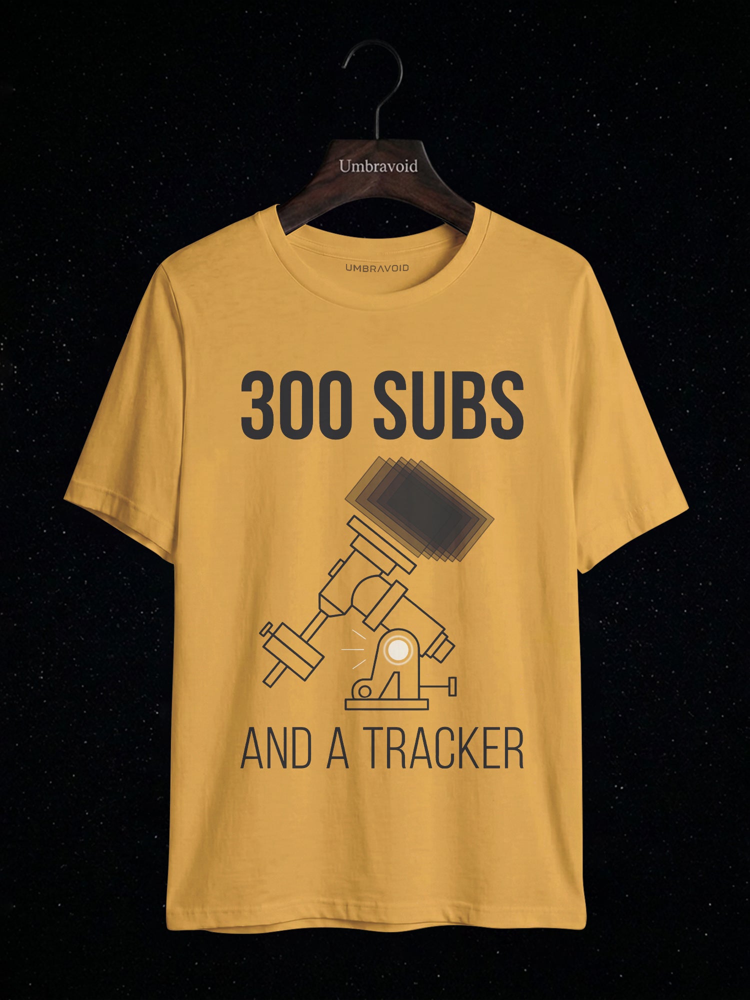 300 Subs And A Tracker astronomy t-shirt | Umbra Void