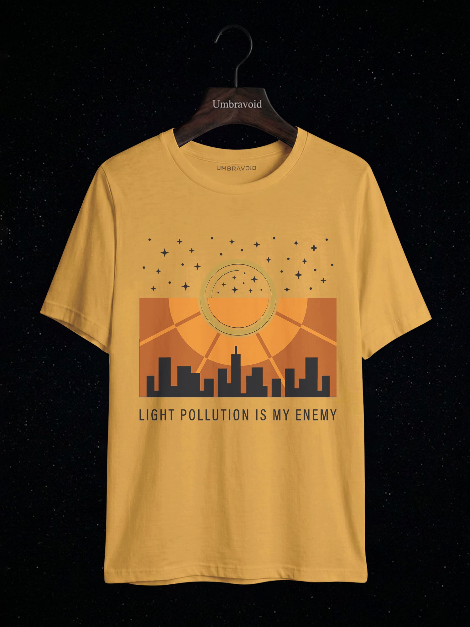Light Pollution Is My Enemy astronomy t-shirt | Umbra Void