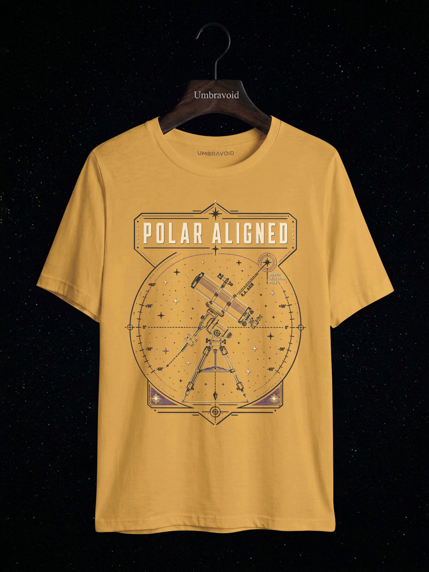 Polar Aligned RA Axis astronomy t-shirt | Umbra Void