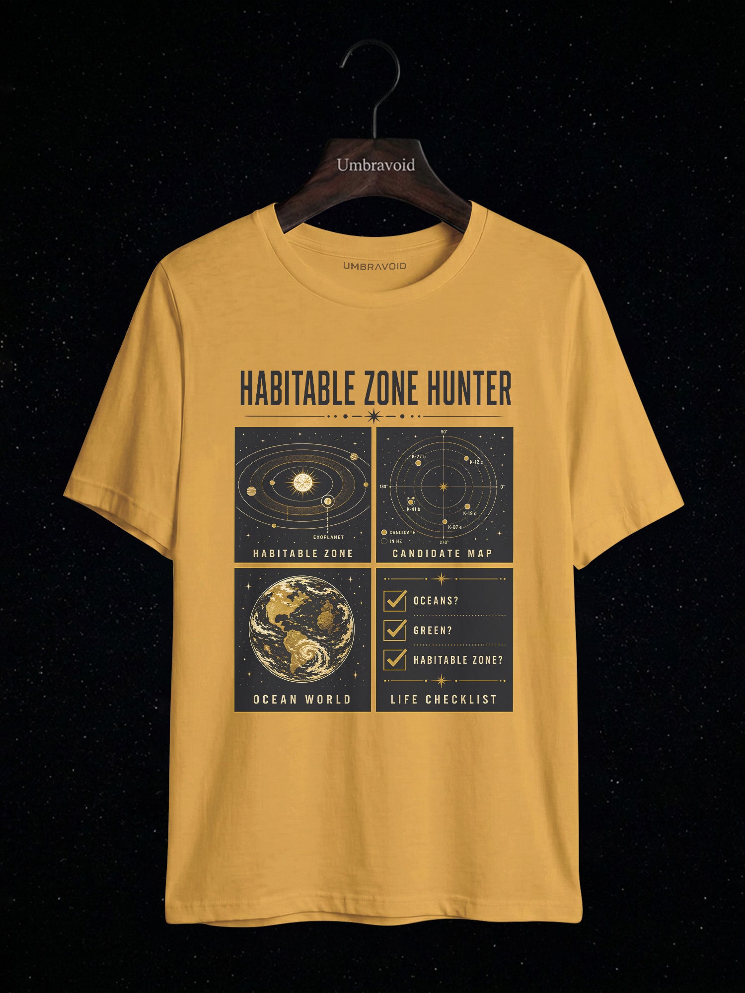 Habitable Zone Hunter astronomy t-shirt | Umbra Void