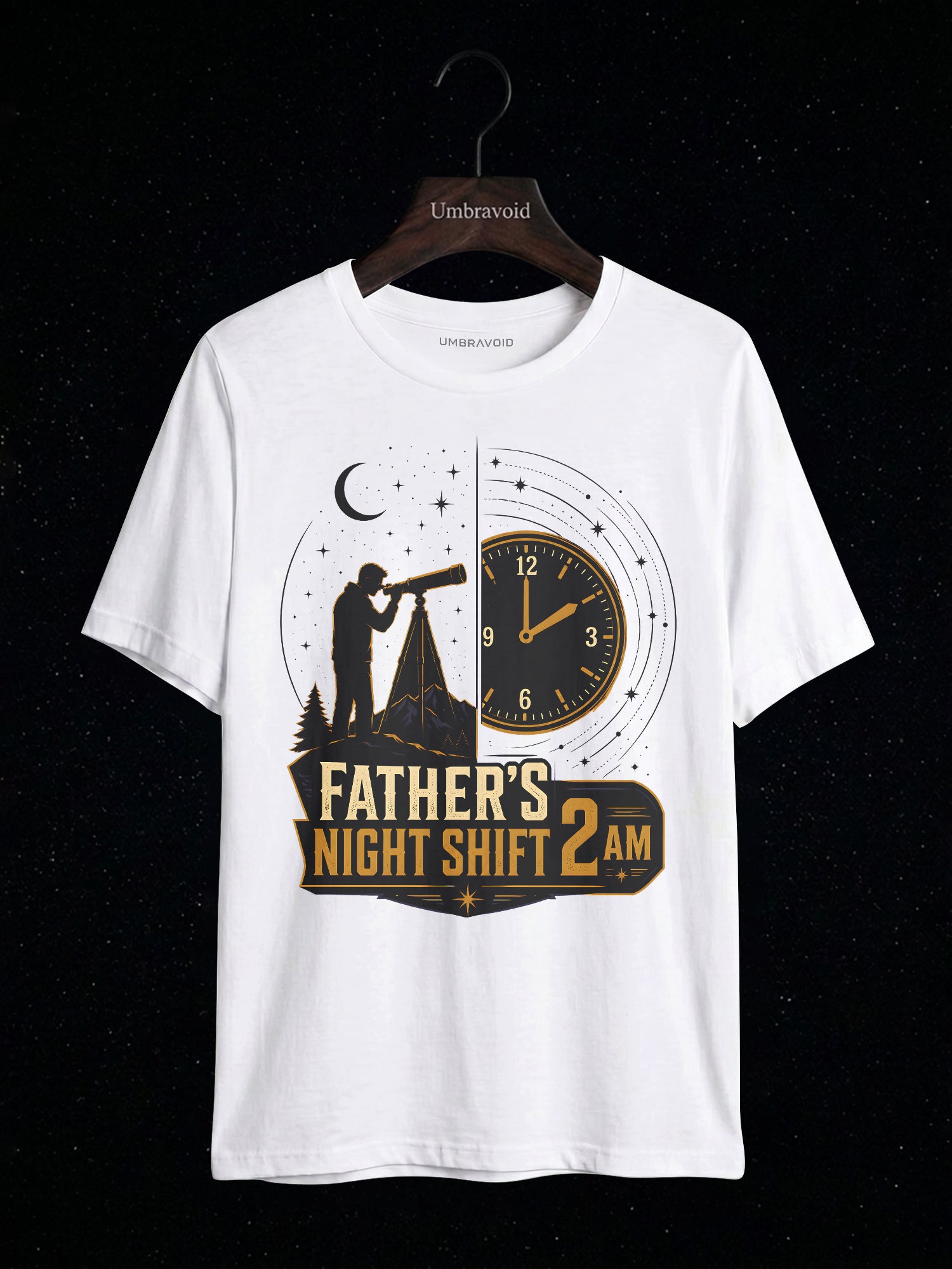 Father's Night Shift 2AM astronomy t-shirt | Umbra Void