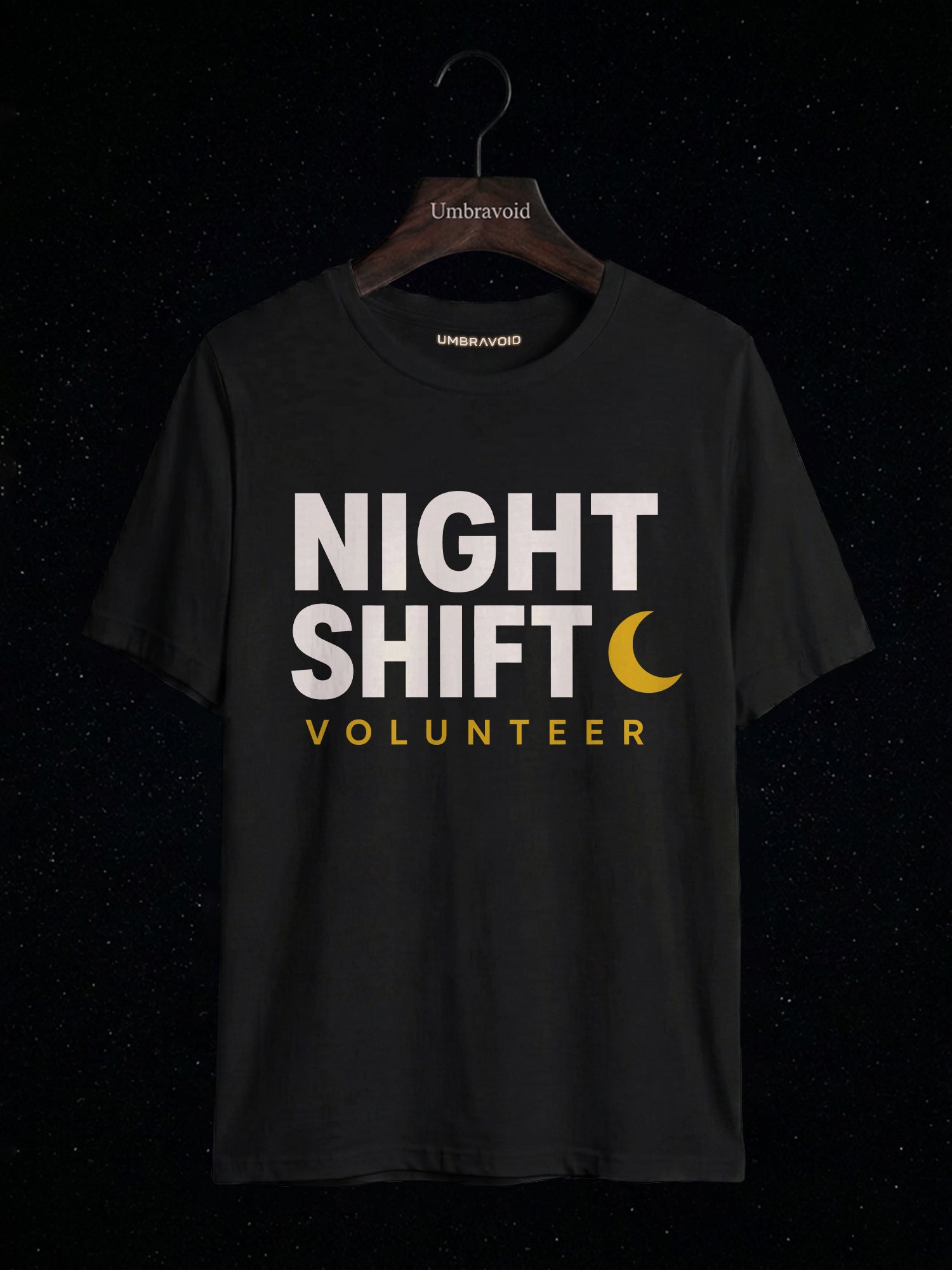 Night Shift Volunteer astronomy t-shirt | Umbra Void