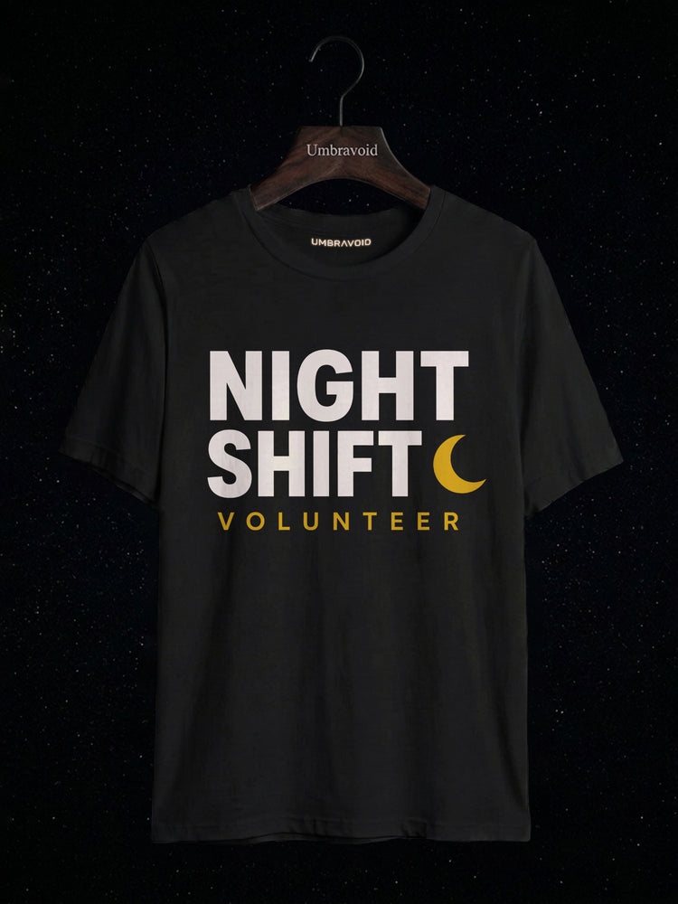 Night Shift Volunteer astronomy t-shirt | Umbra Void