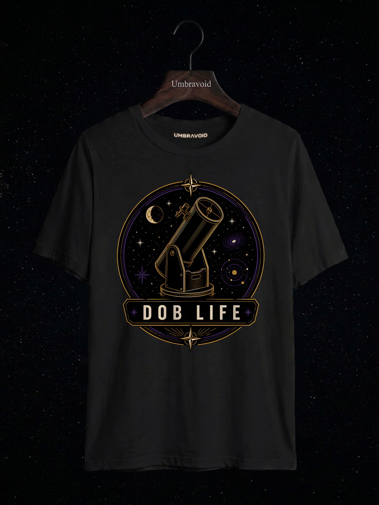 Dob Life Galaxy Edition astronomy t-shirt | Umbra Void