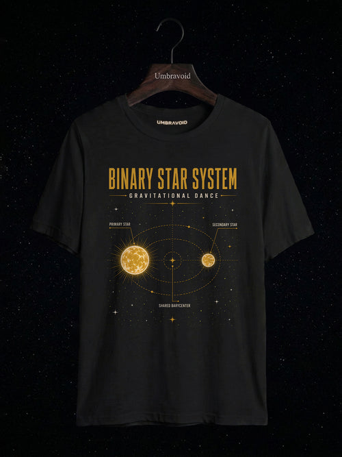 Binary Star System Gravitational Dance astronomy t-shirt | Umbra Void