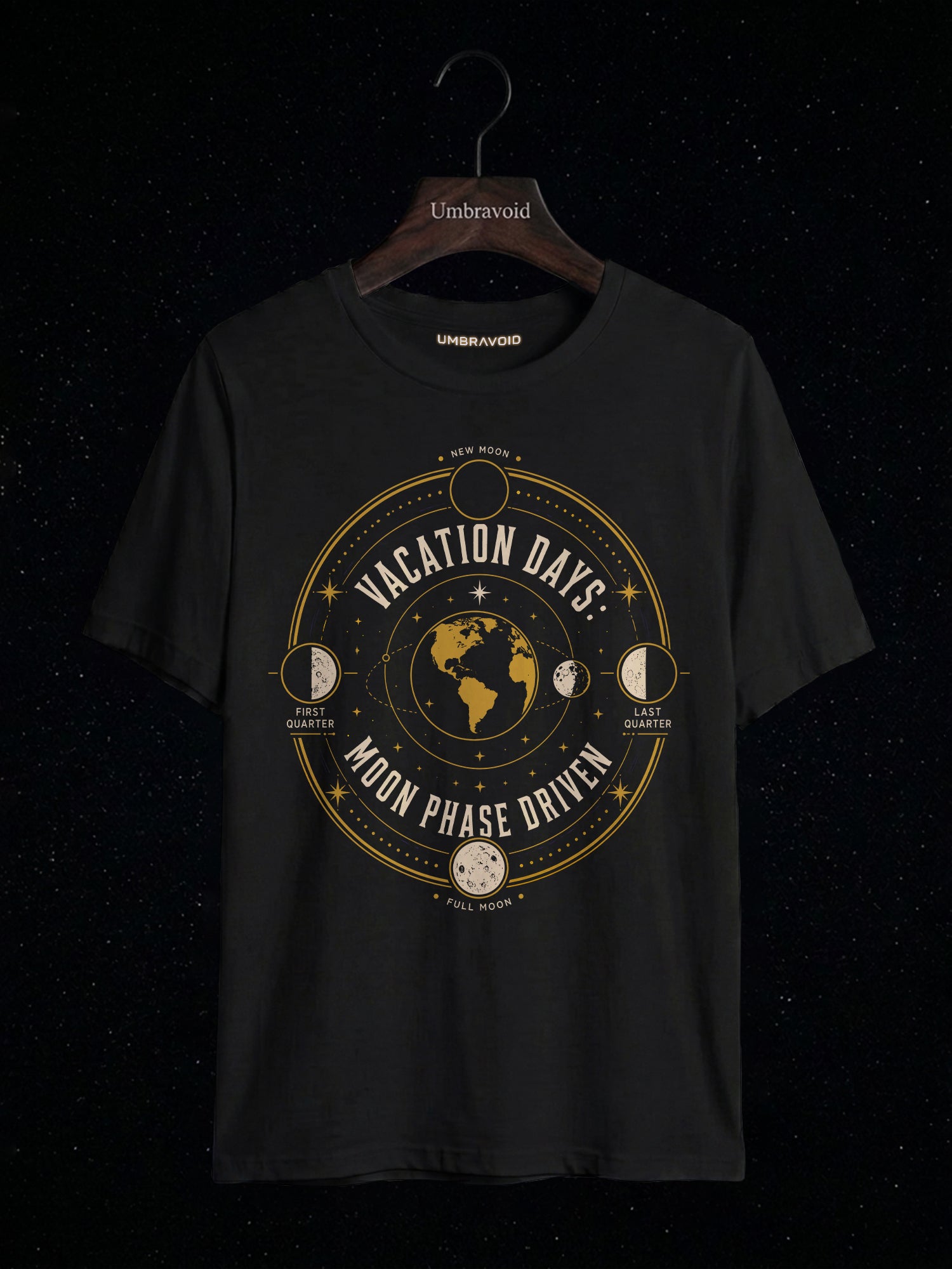 Vacation Days: Moon Phase Driven astronomy t-shirt | Umbra Void