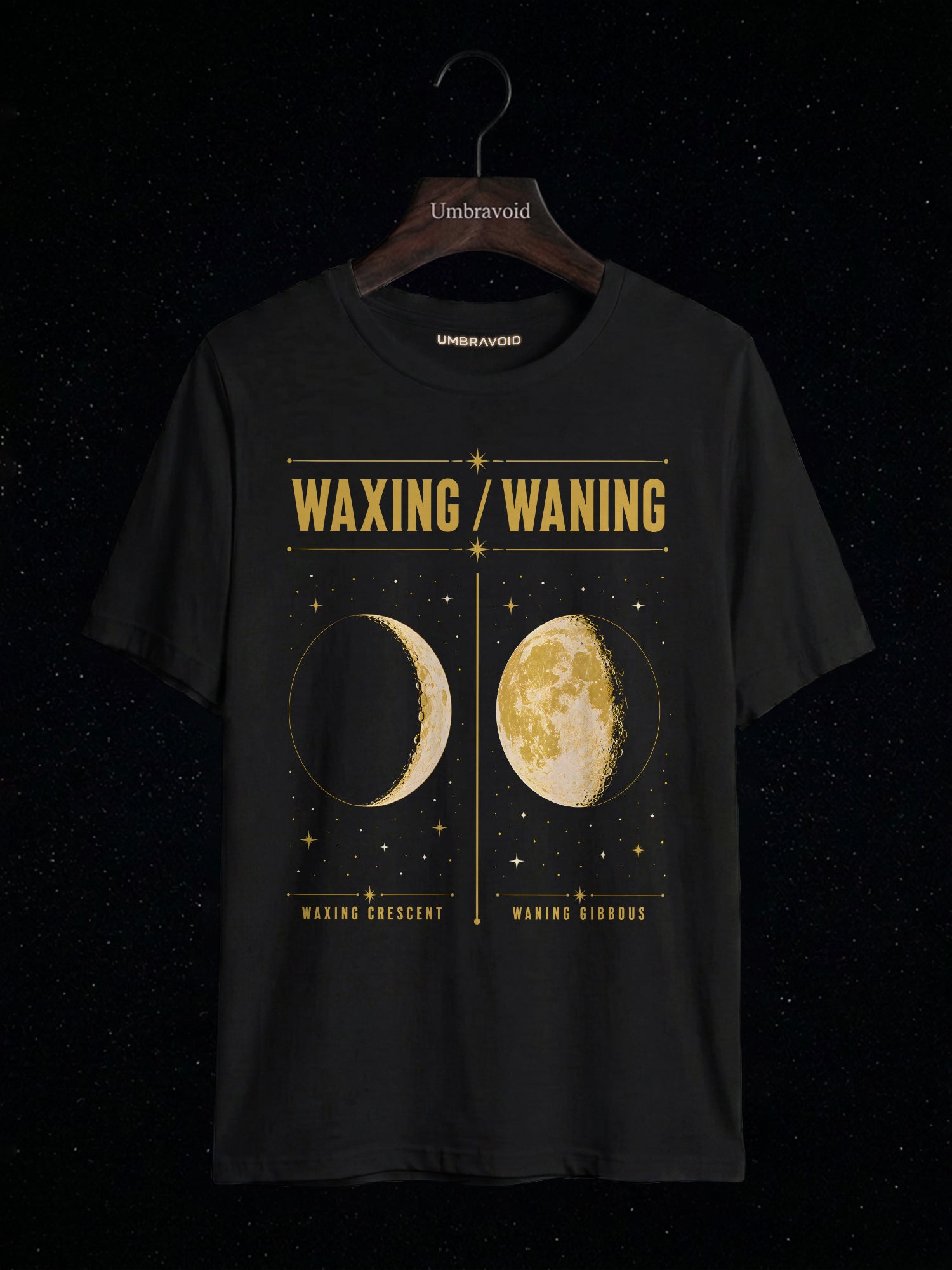 Waxing / Waning astronomy t-shirt | Umbra Void