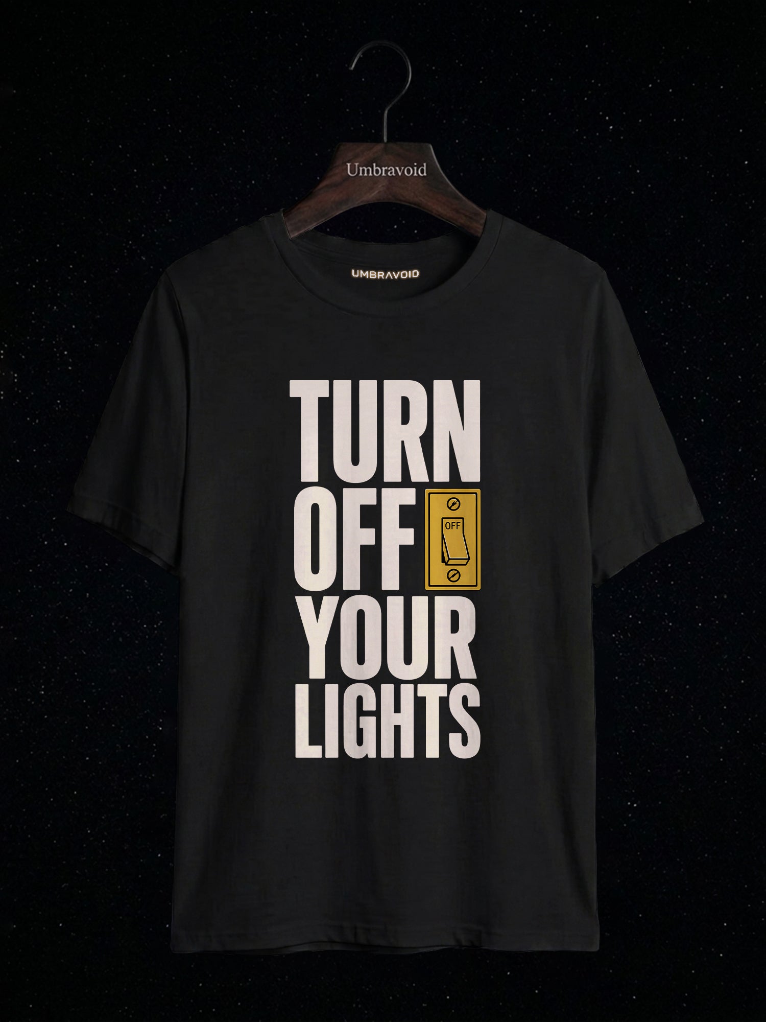 Turn Off Your Lights astronomy t-shirt | Umbra Void