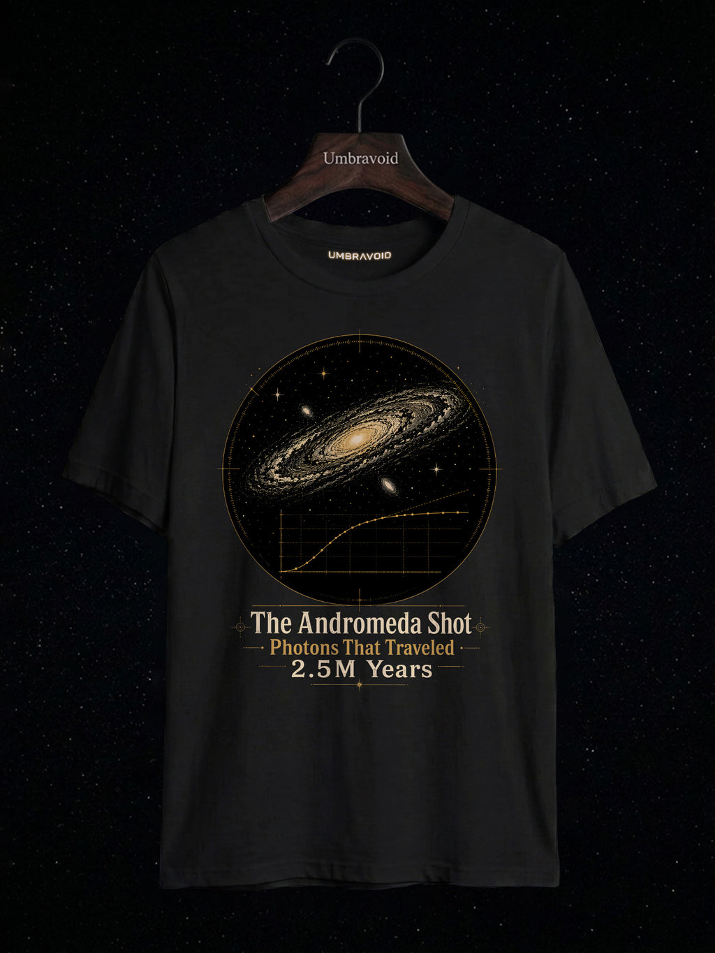 The Andromeda Shot astronomy t-shirt | Umbra Void