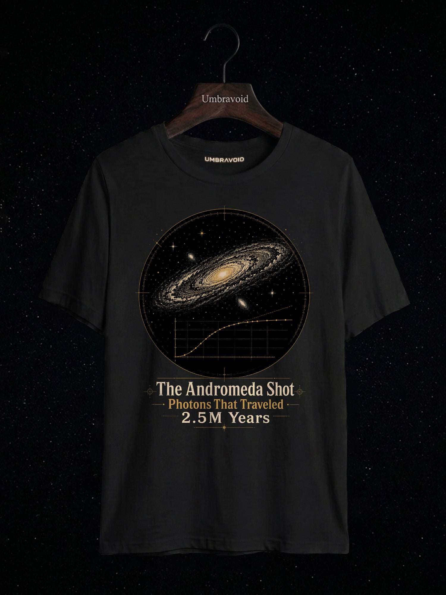 The Andromeda Shot astronomy t-shirt | Umbra Void