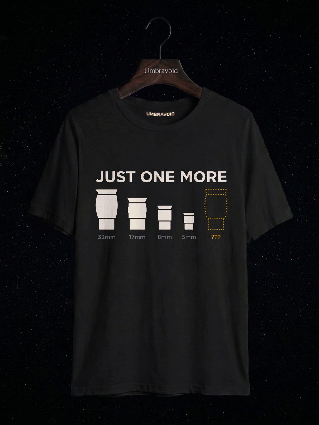 Just One More Eyepiece astronomy t-shirt | Umbra Void