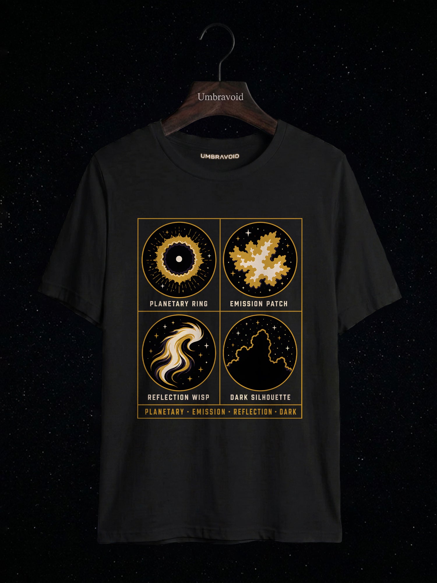 Nebula Types Field Guide astronomy t-shirt | Umbra Void