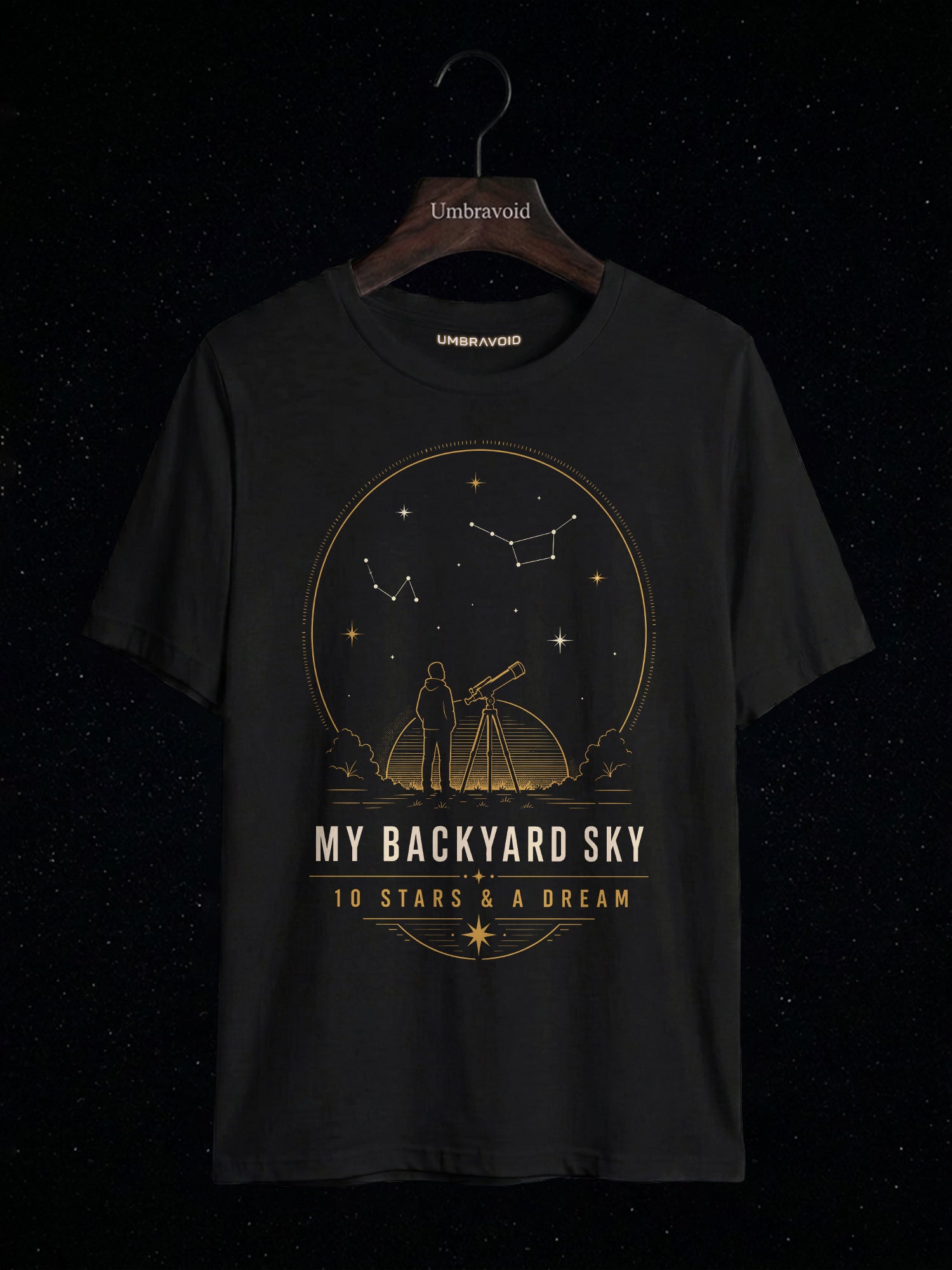 My Backyard Sky: 10 Stars & A Dream astronomy t-shirt | Umbra Void