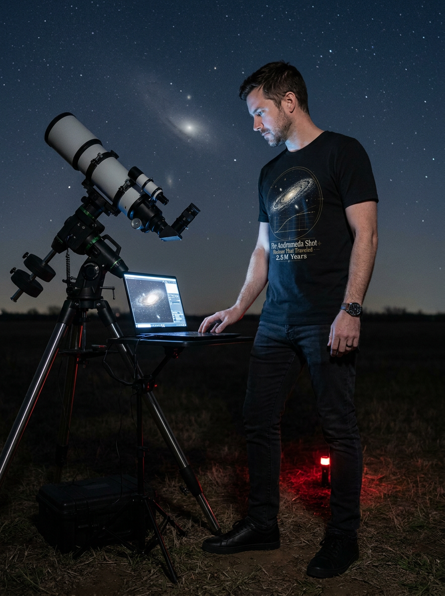 The Andromeda Shot astronomy t-shirt | Umbra Void