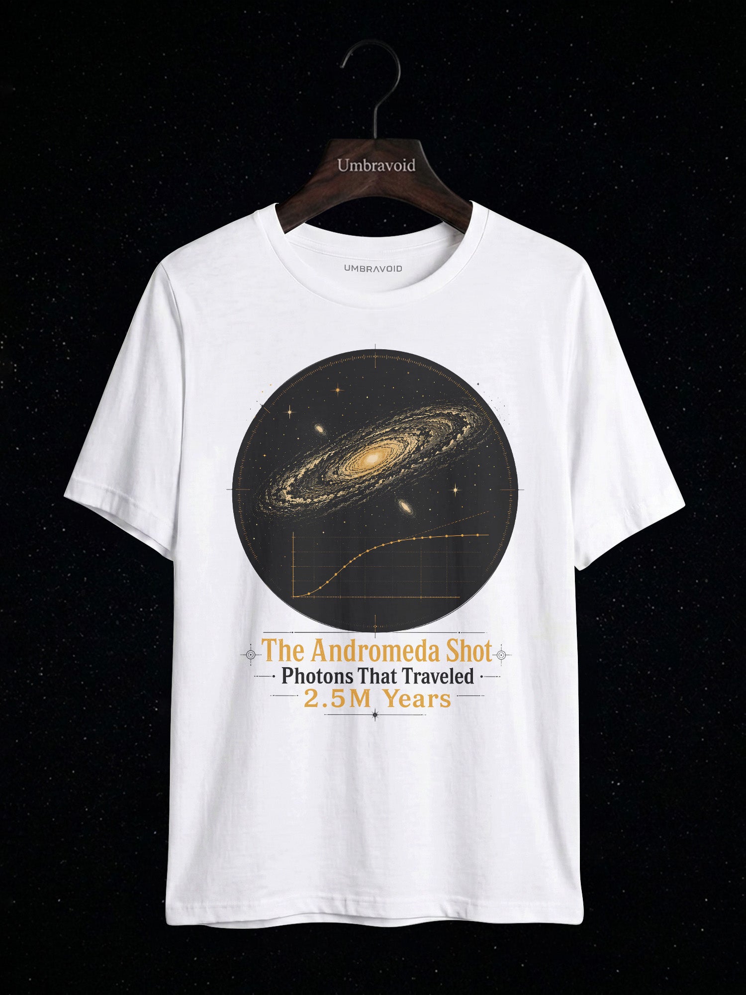 The Andromeda Shot astronomy t-shirt | Umbra Void