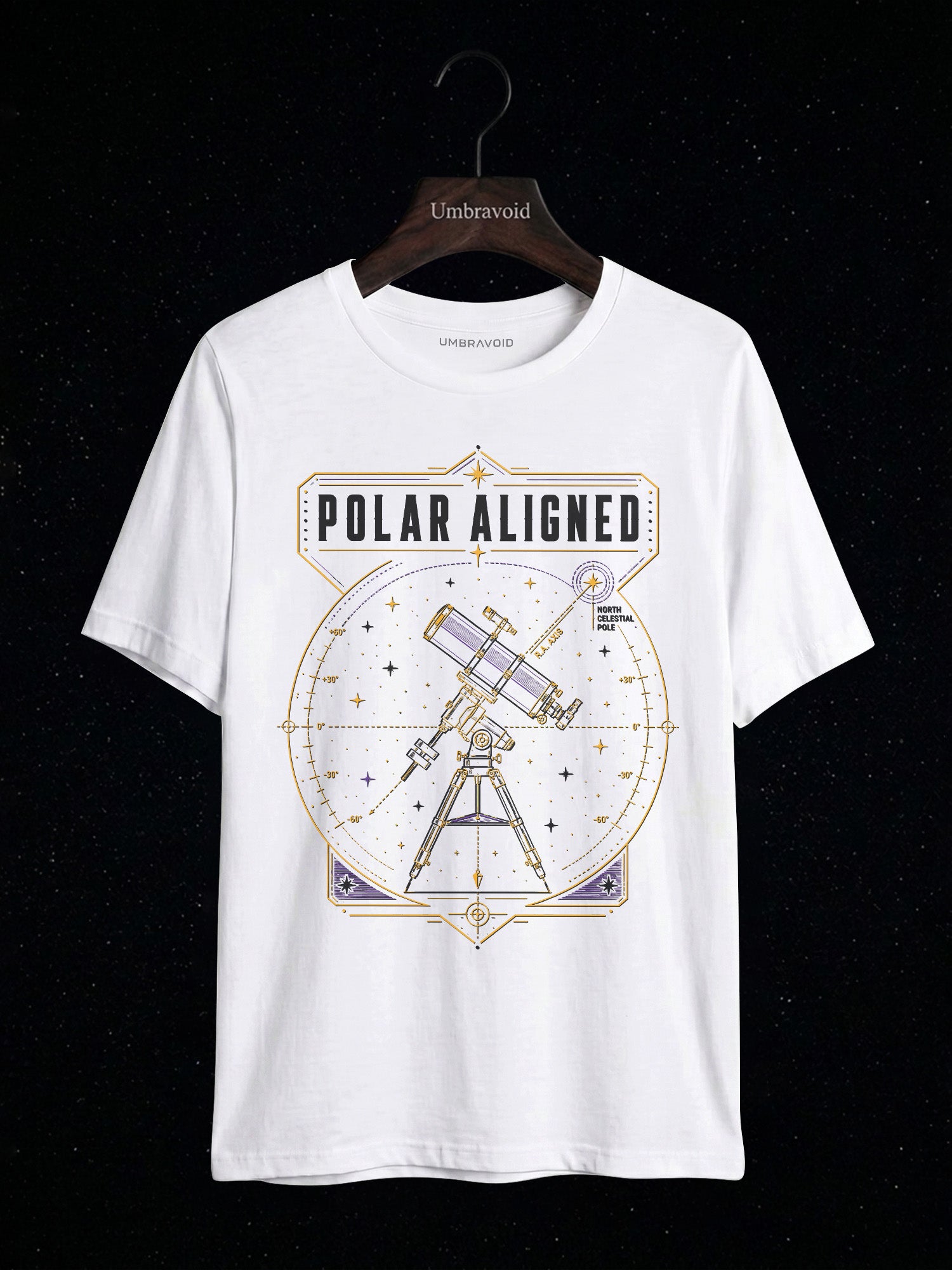 Polar Aligned RA Axis astronomy t-shirt | Umbra Void