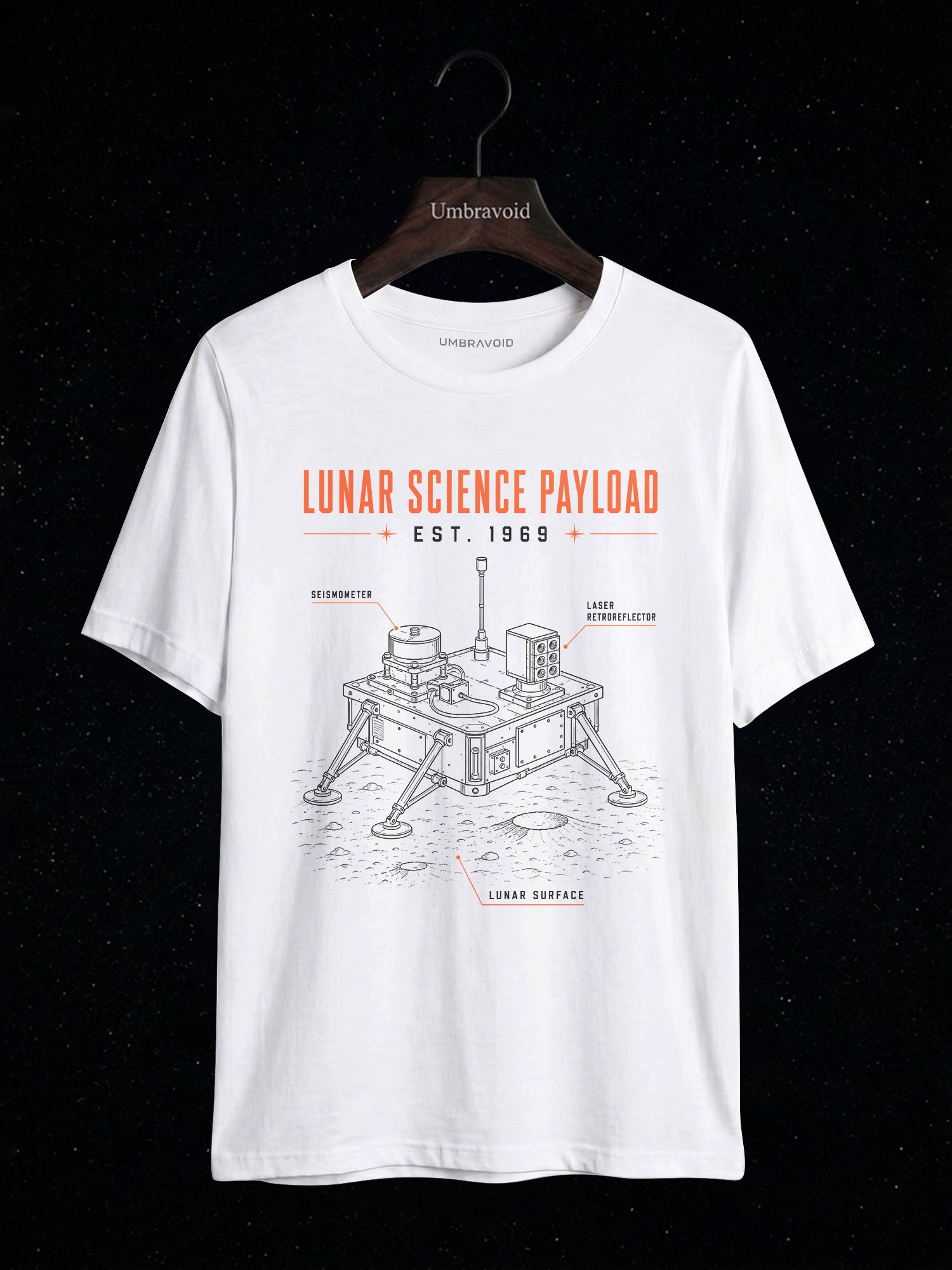 Lunar Science Payload Est. 1969 astronomy t-shirt | Umbra Void
