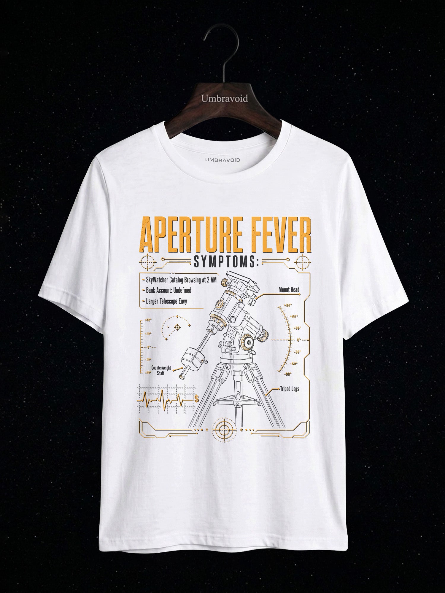 Aperture Fever Symptoms astronomy t-shirt | Umbra Void