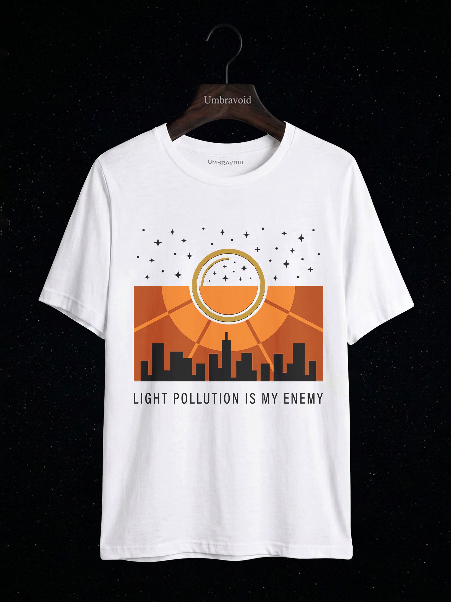 Light Pollution Is My Enemy astronomy t-shirt | Umbra Void