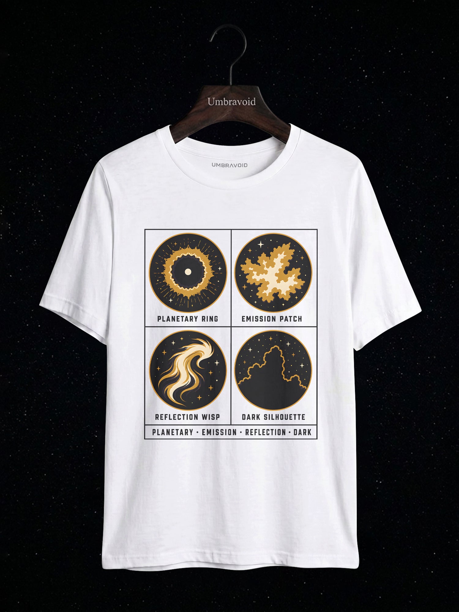 Nebula Types Field Guide astronomy t-shirt | Umbra Void