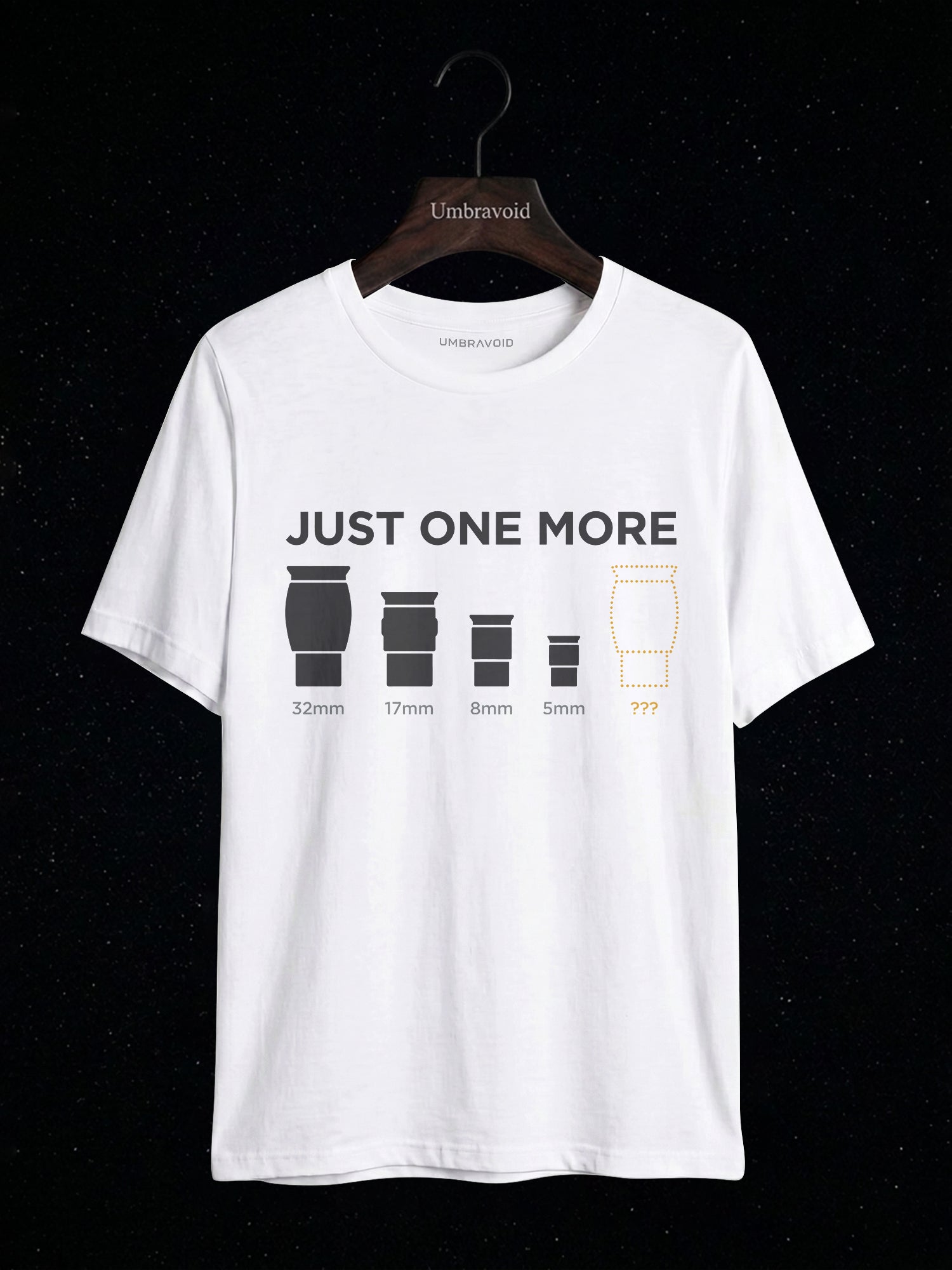 Just One More Eyepiece astronomy t-shirt | Umbra Void