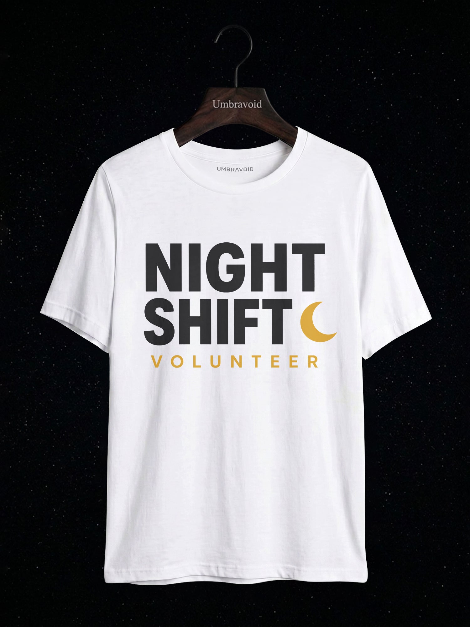 Night Shift Volunteer astronomy t-shirt | Umbra Void